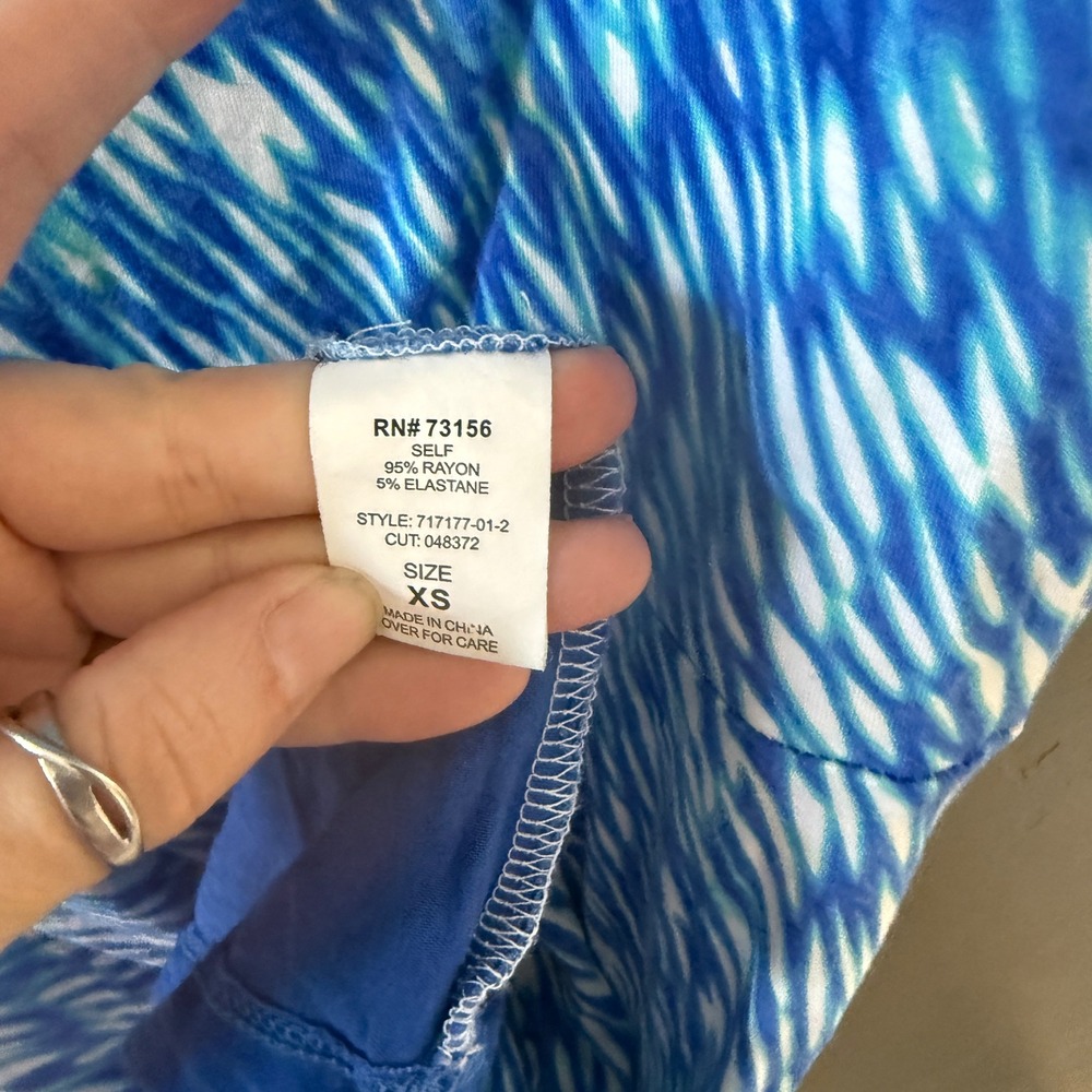 Athleta Blue White Abstract Print Sleeveless Fit Flare Dress XS Outdoor Hiking - Picture 4 of 9